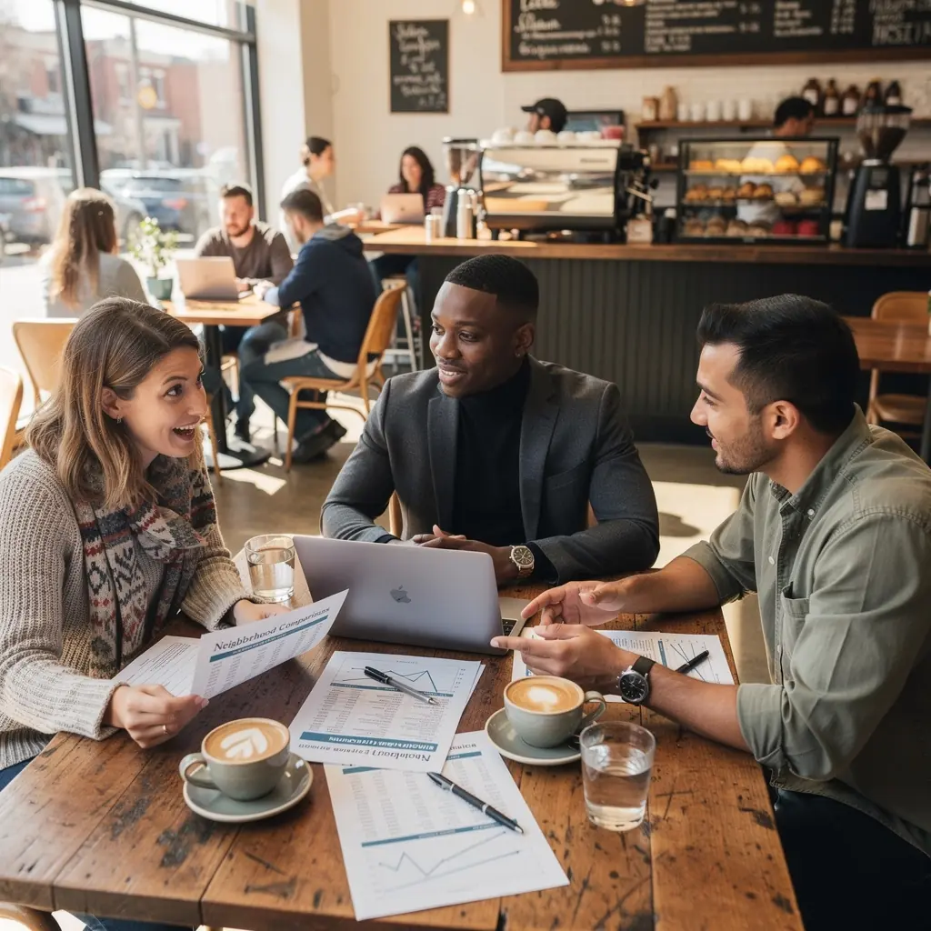 Mapa pokazująca różne dzielnice z kluczowymi usługami w USA.