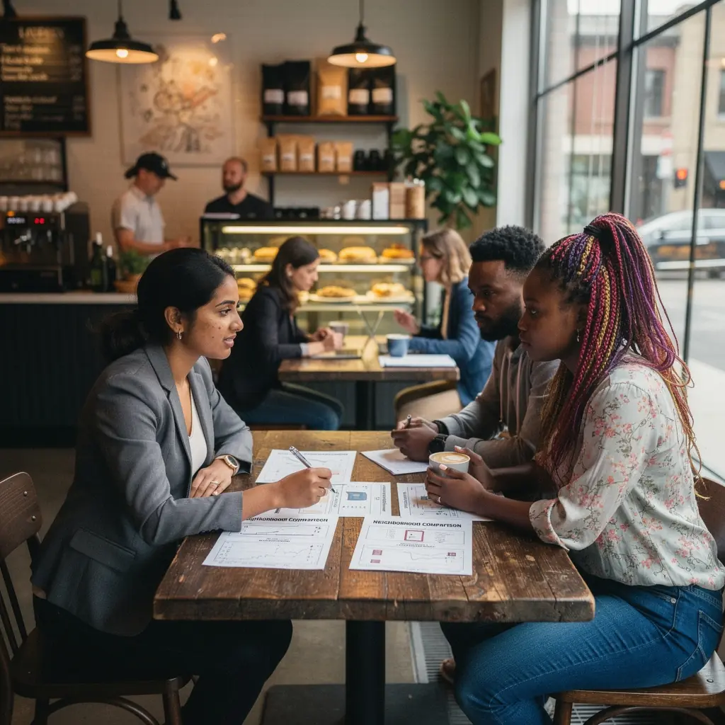 Zdjęcie przedstawiające nowoczesny dom na wynajem w amerykańskim mieście.