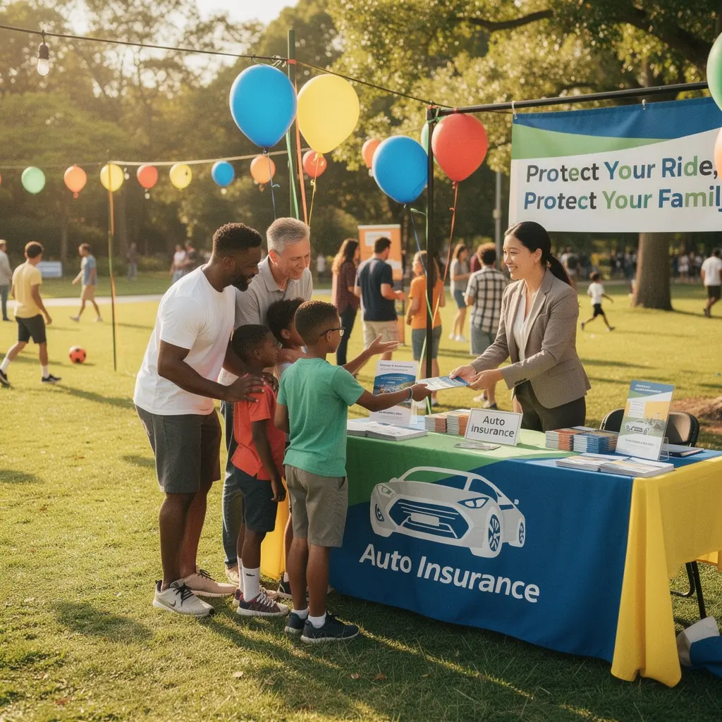 Uśmiechnięta rodzina w samochodzie, korzystająca z ubezpieczenia