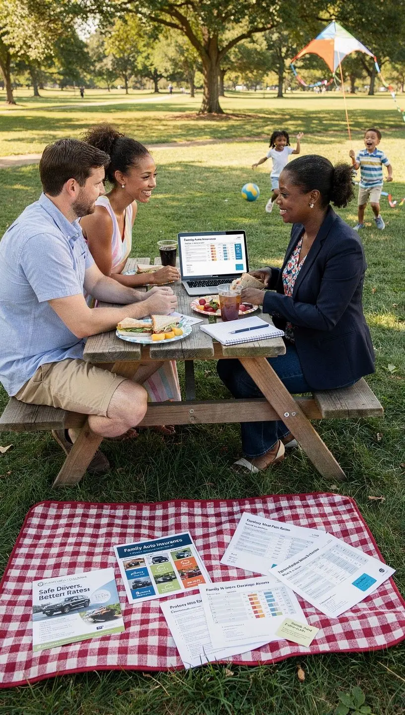 Ilustracja różnych pojazdów objętych wspólną polisą ubezpieczeniową dla rodziny